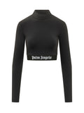 Black Logo Mock Collar Top 1