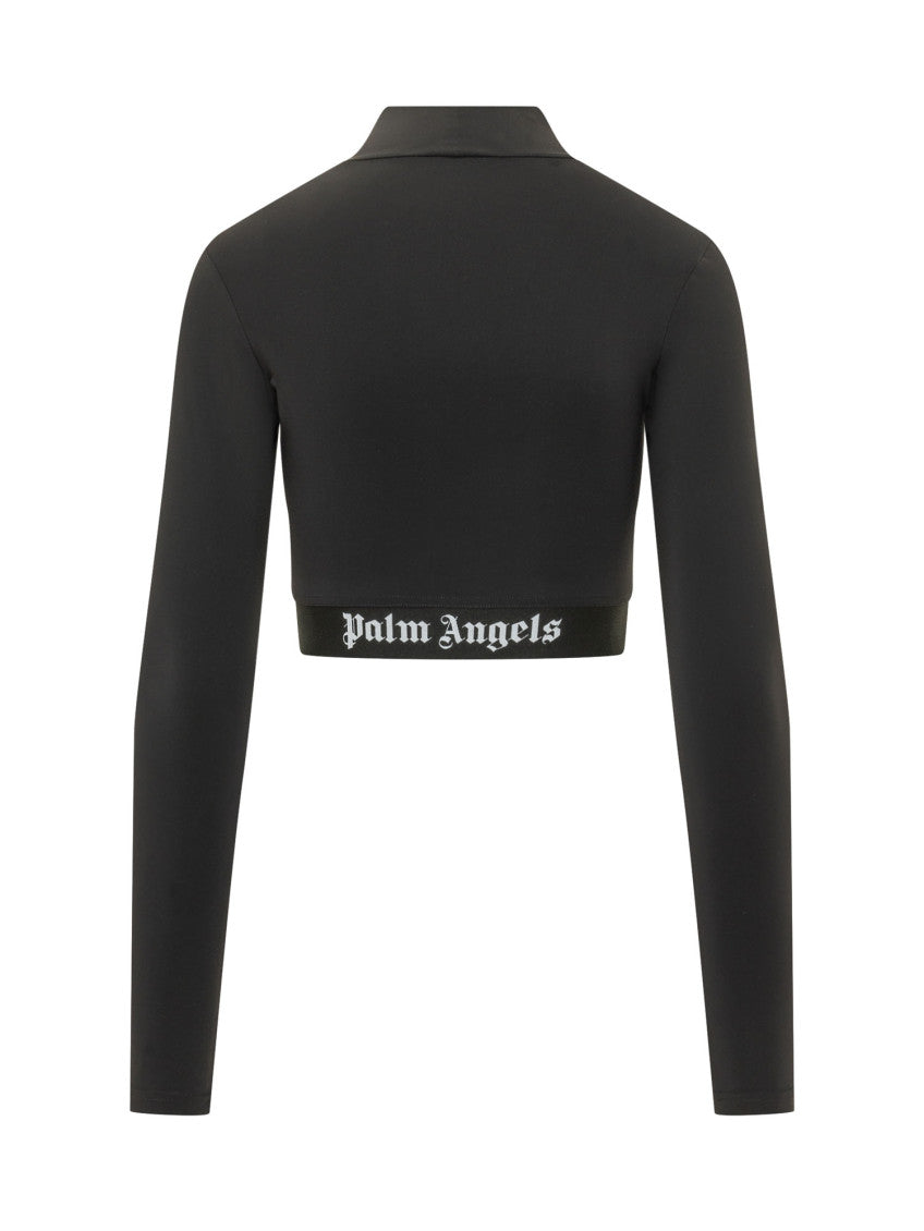 Black Logo Mock Collar Top 2