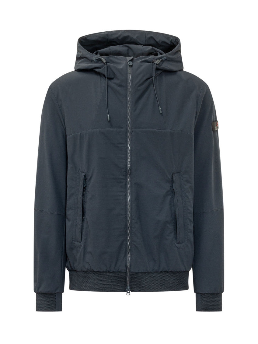 Dark Blue Solid Hood Jacket 1