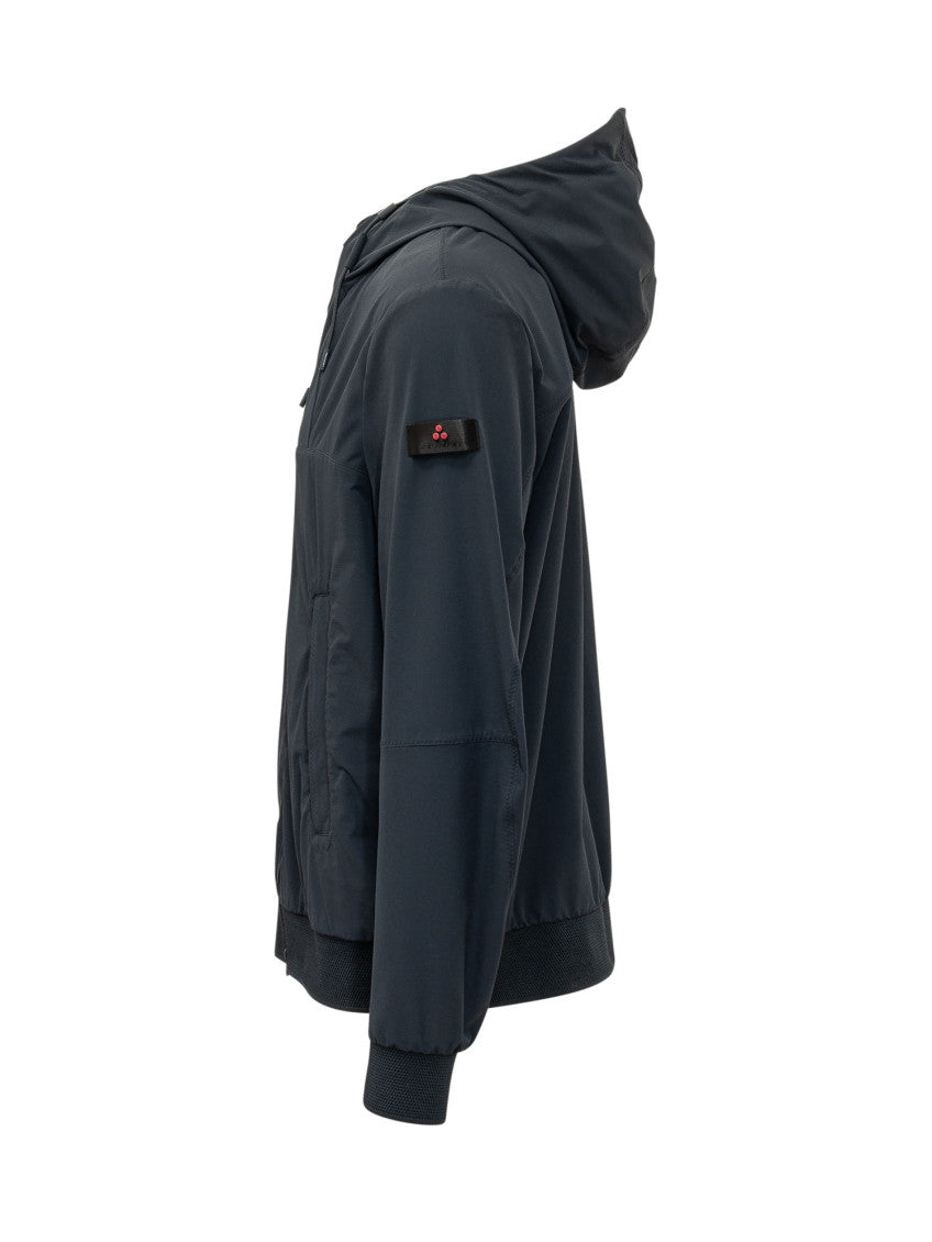 Dark Blue Solid Hood Jacket 2