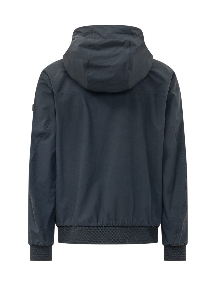Dark Blue Solid Hood Jacket 3