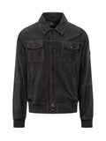 Dark Blue Solid Shirt Collar Jacket 1