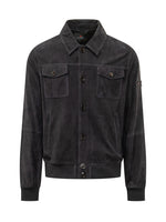 Dark Blue Solid Shirt Collar Jacket 1