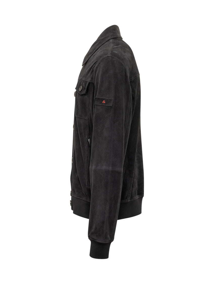 Dark Blue Solid Shirt Collar Jacket 2