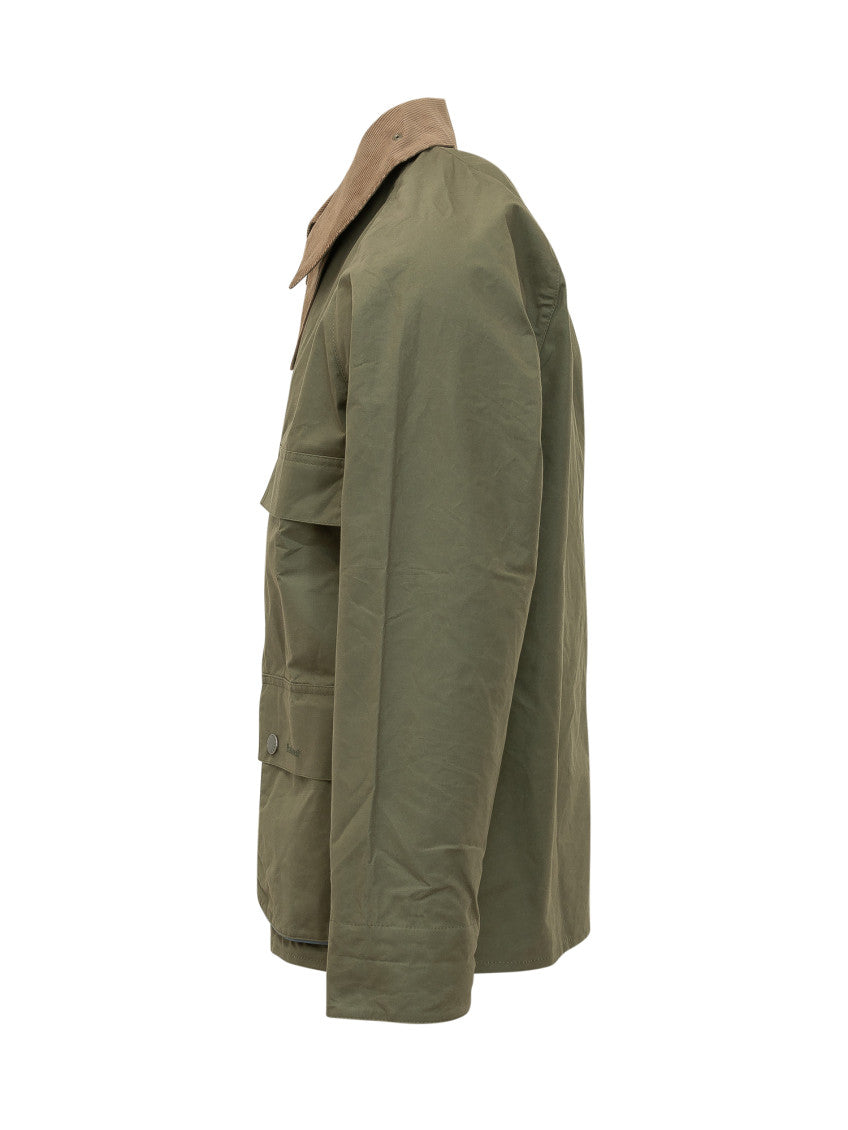 Green Solid Shirt Collar Jacket 2