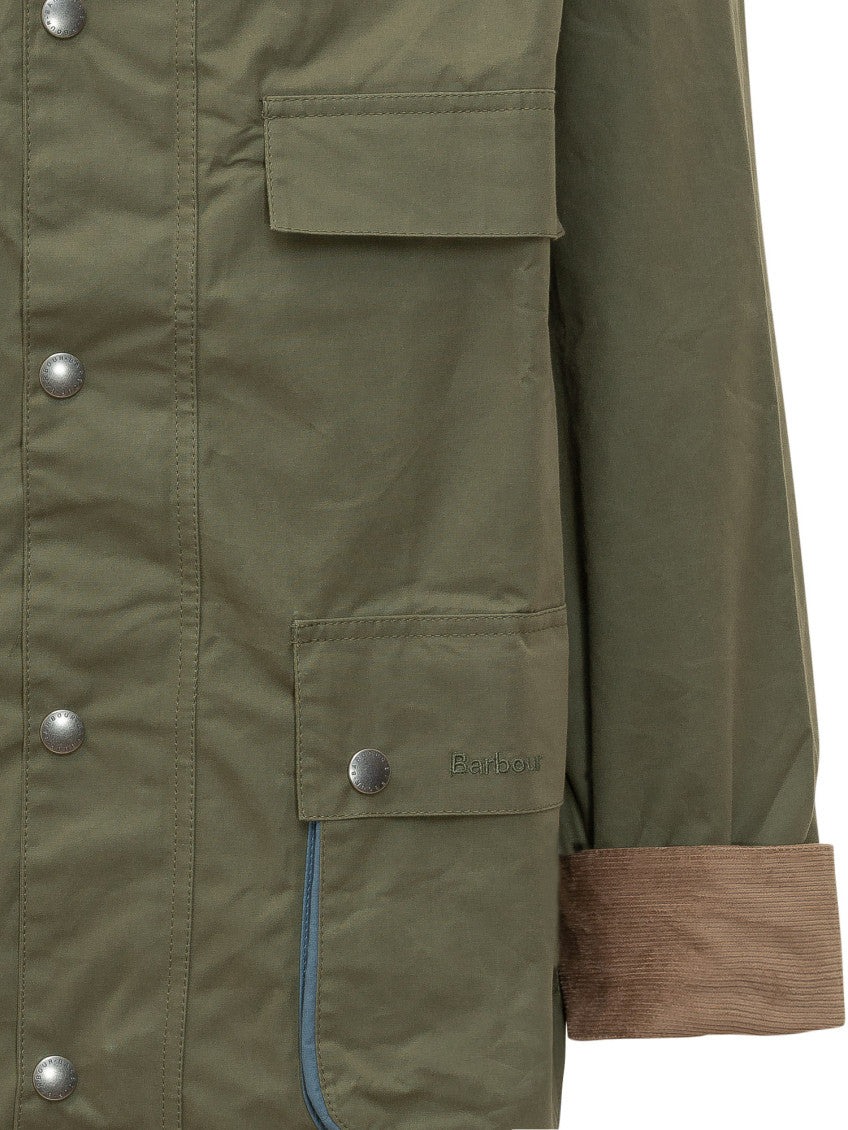Green Solid Shirt Collar Jacket 3