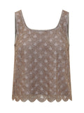 Brown Embellished Round Neck Top 1