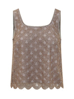 Brown Embellished Round Neck Top 1