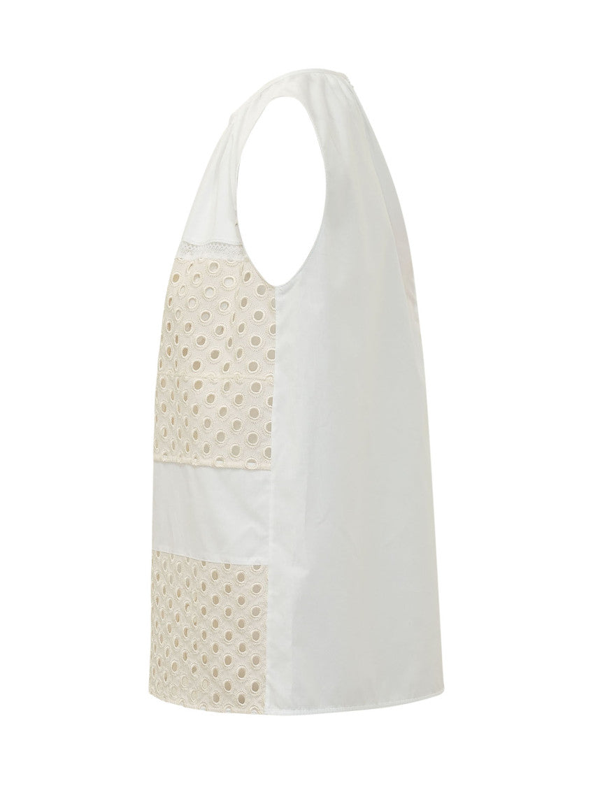 White Embroidered Round Neck Top 3
