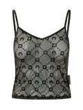 Black Logo V Neck Top 1