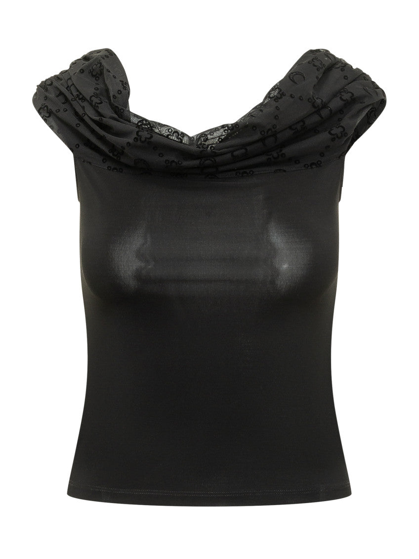 Black Textured Off Shoulder Top 1