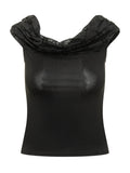 Black Textured Off Shoulder Top 1