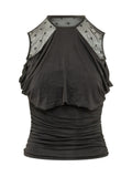 Black Printed Crew Neck Top 1