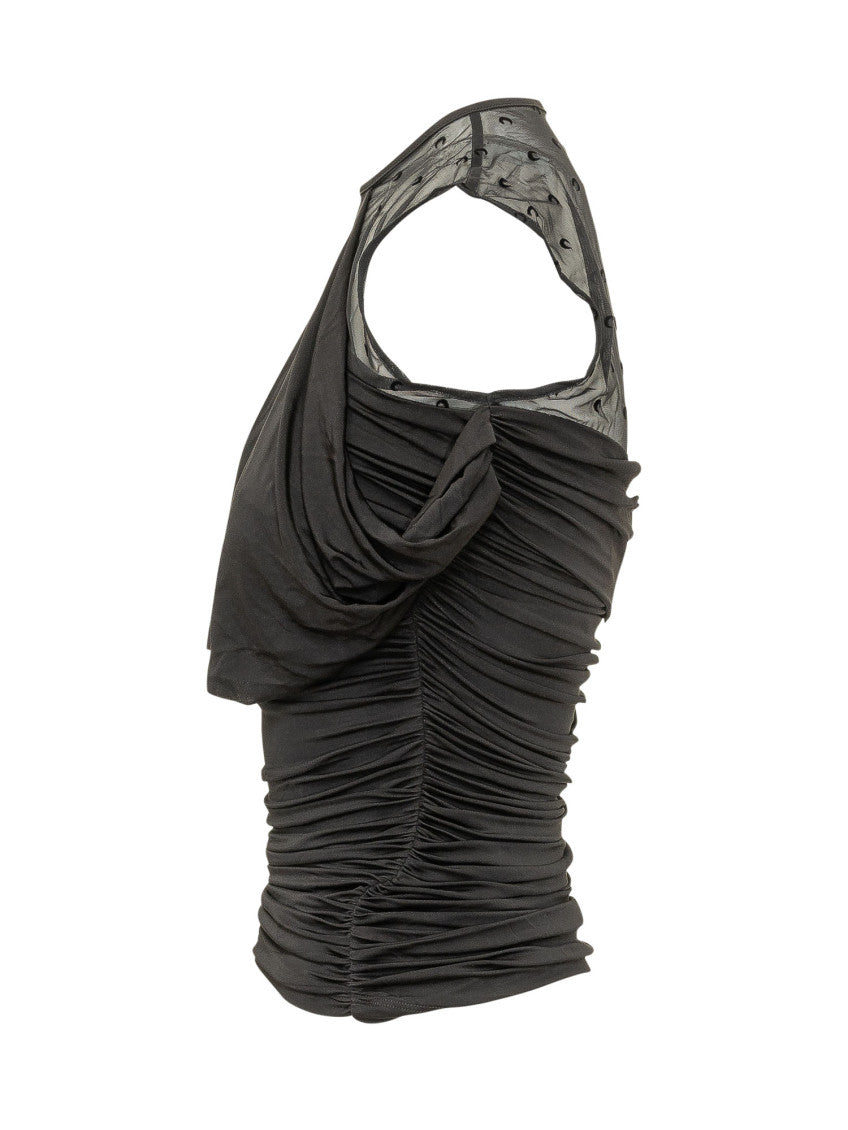 Black Printed Crew Neck Top 3