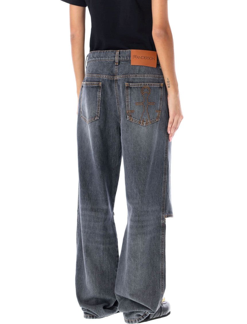 Grey Cut-out Straight Jeans 5