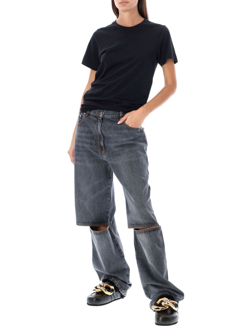 Grey Cut-out Straight Jeans 6