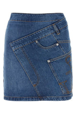 Blue Twisted Denim Miniskirt 1