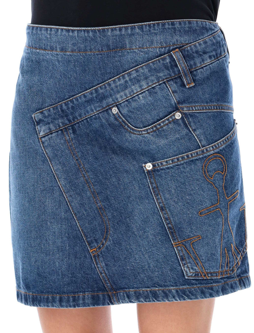 Blue Twisted Denim Miniskirt 3