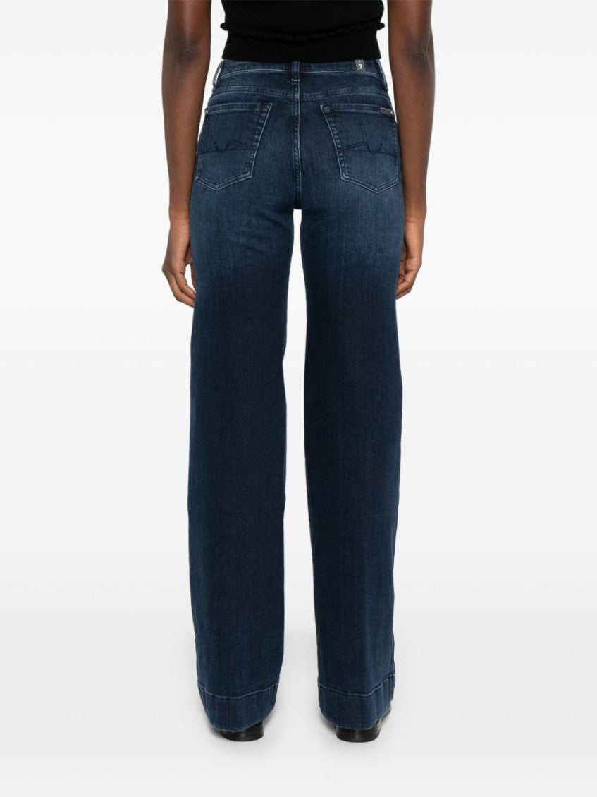 Blue Wide-leg denim jeans 5