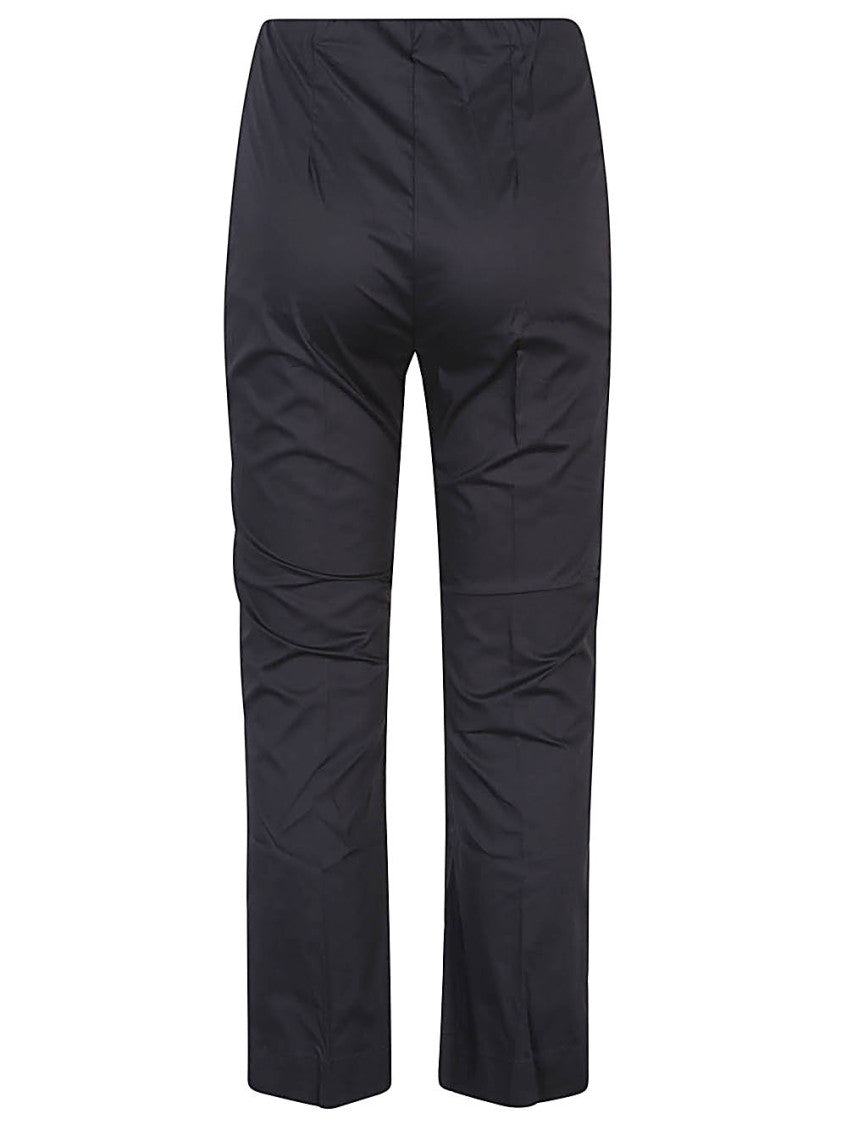 Black Cotton Blend Cropped Flared Trousers 2