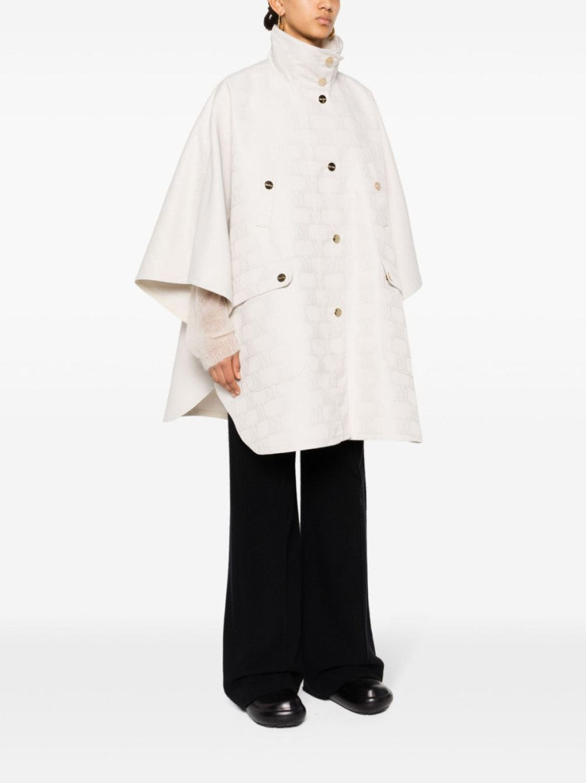 White monogram-jacquard cape 2