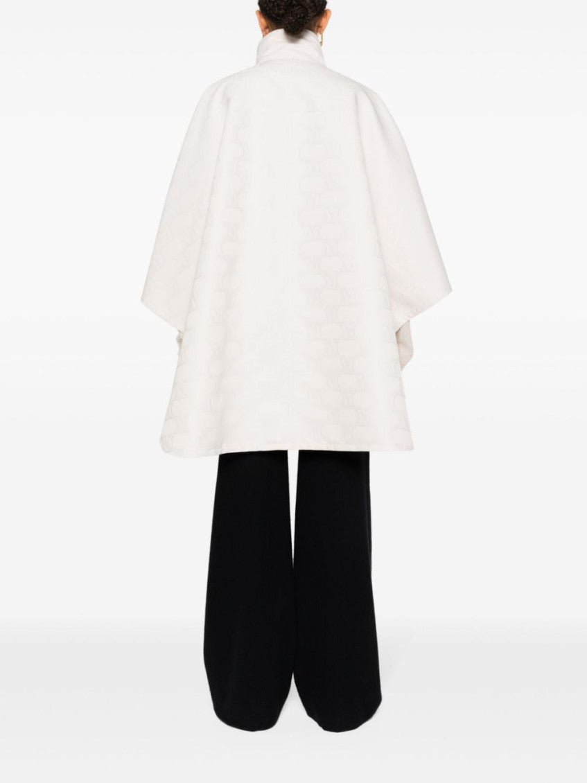 White monogram-jacquard cape 4