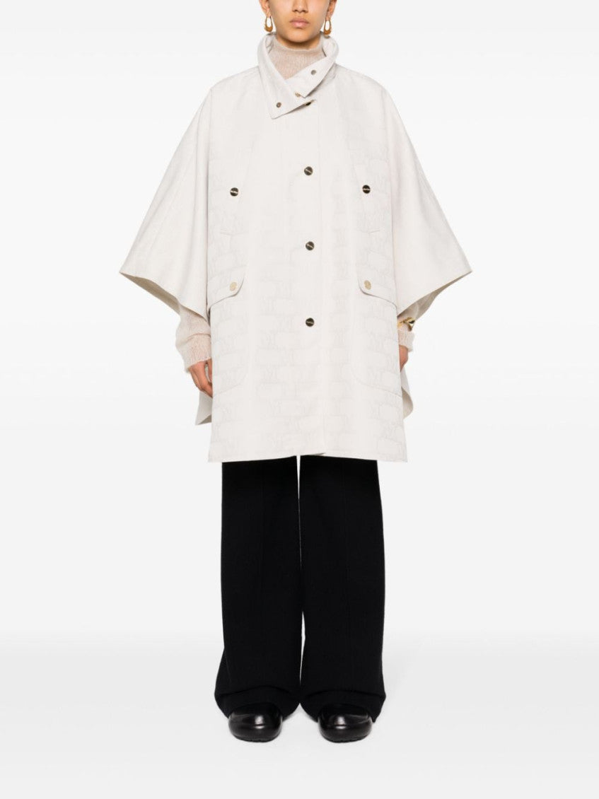 White monogram-jacquard cape 5