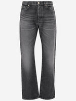 Grey Cotton Denim Jeans With Logo 1