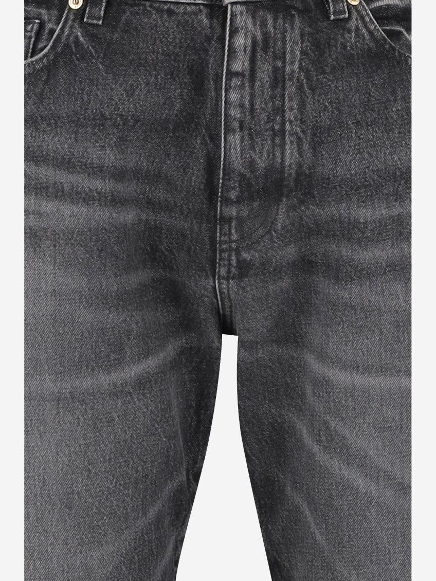 Grey Cotton Denim Jeans With Logo 3