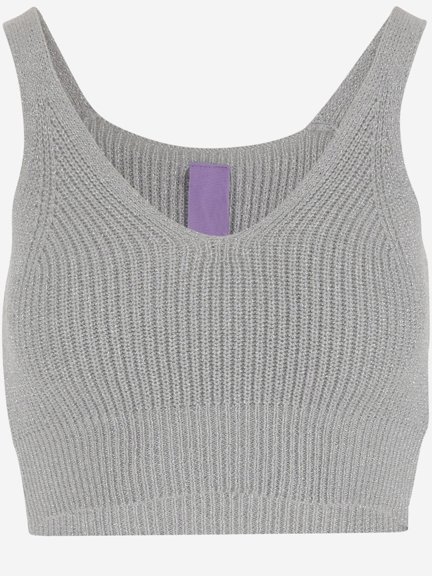 Grey Ribbed-knit Tank Top 1