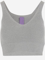 Grey Ribbed-knit Tank Top 1