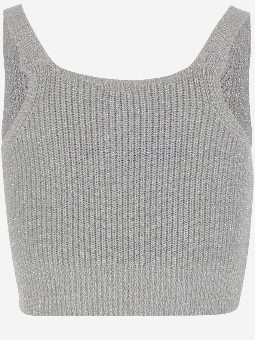 Grey Ribbed-knit Tank Top 2