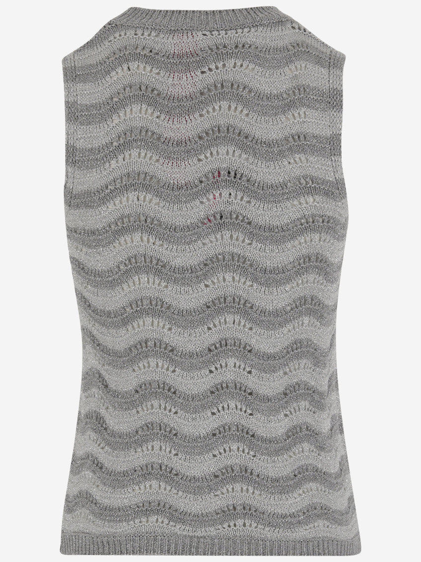 Grey Metallic-threading Tank Top 2