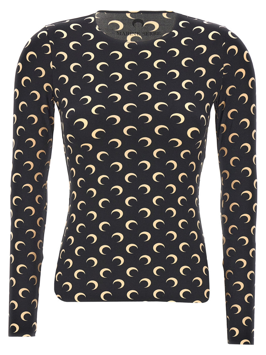 Black Crescent Moon Print Top 1