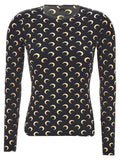 Black Crescent Moon Print Top 1