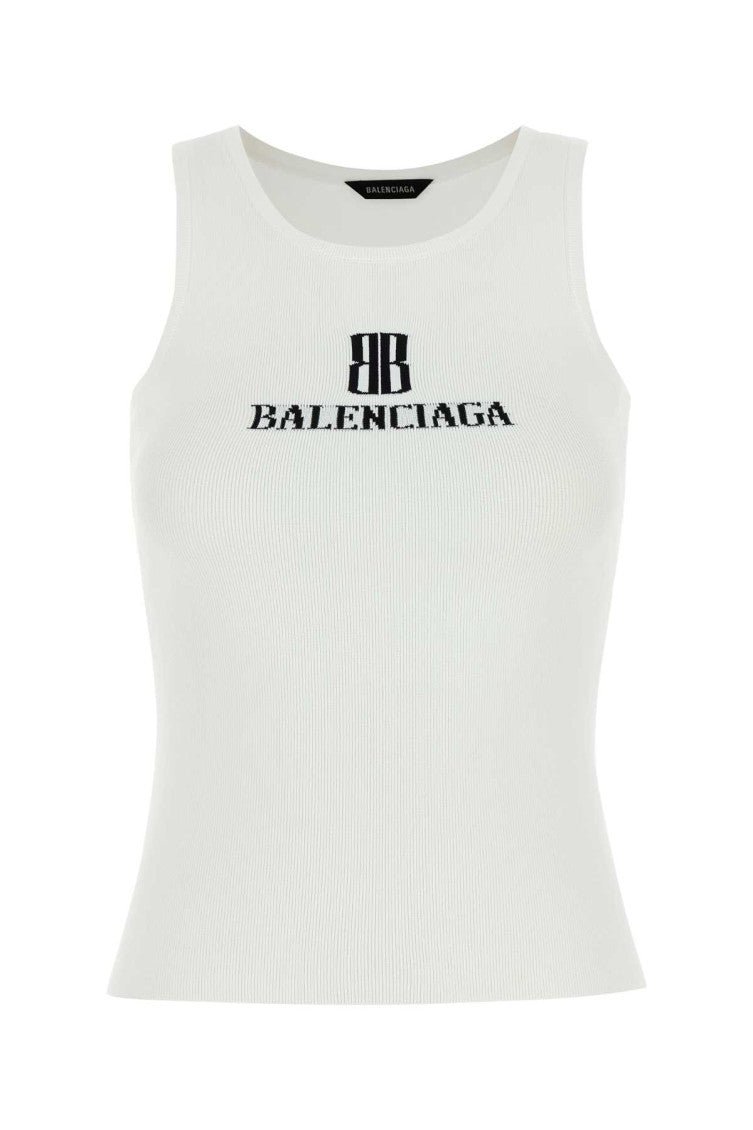 White viscose blend tank top 1