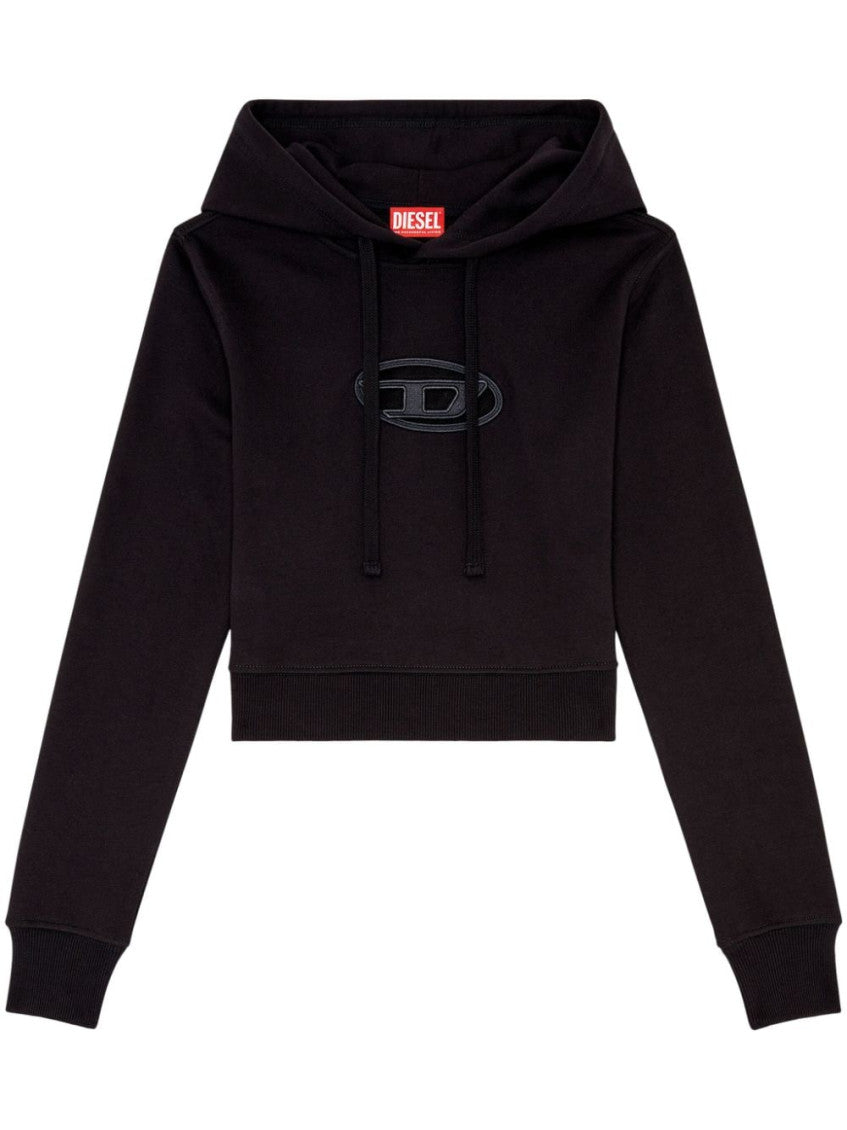 Black Logo Cropped Hoodie 1
