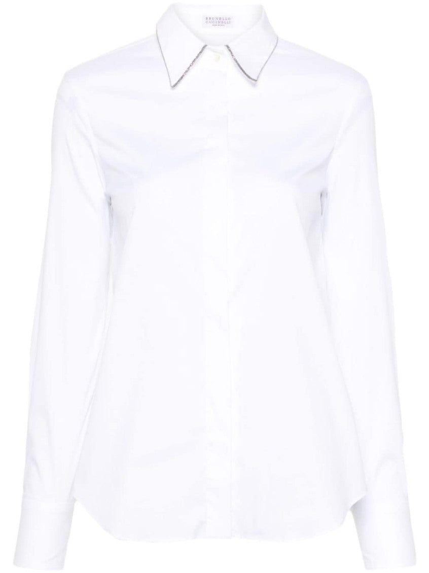 White Cotton Poplin Stretch Shirt 1