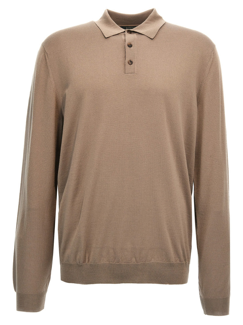 Beige Wool polo shirt 1