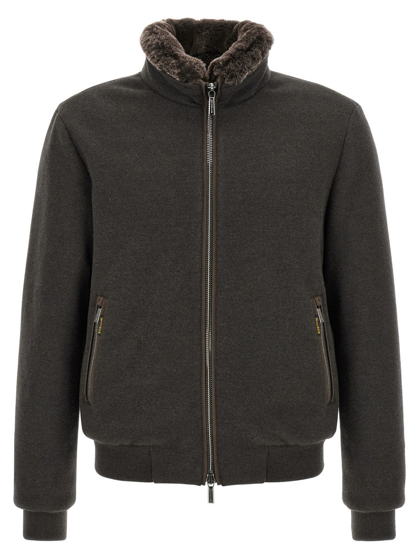 Brown Solid Band Collar Jacket 1