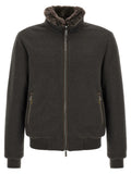 Brown Solid Band Collar Jacket 1