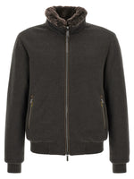 Brown Solid Band Collar Jacket 1