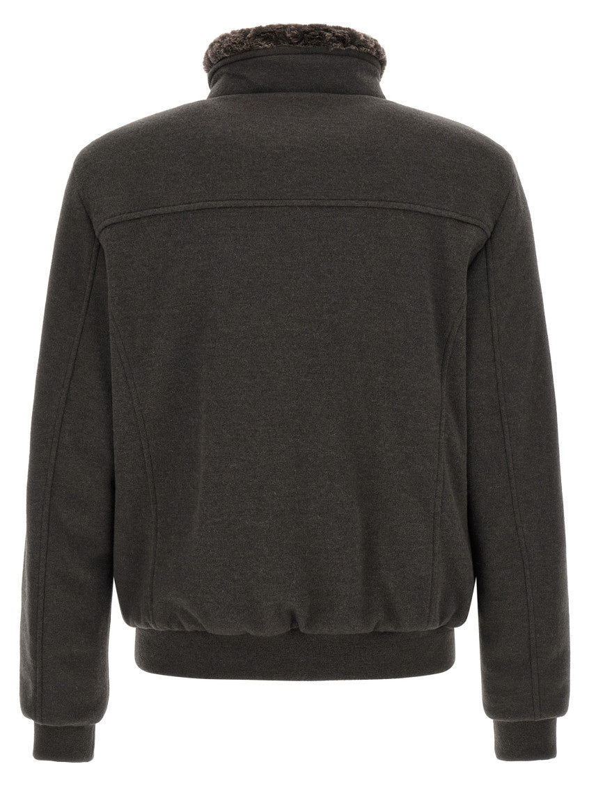 Brown Solid Band Collar Jacket 2