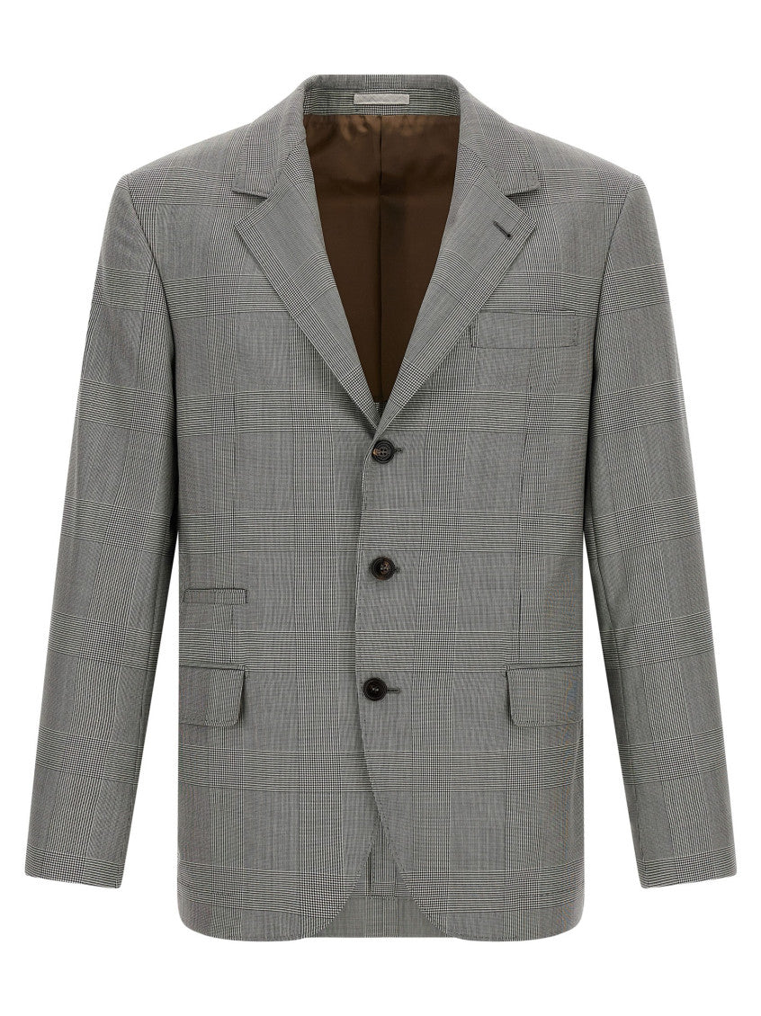 Grey Checks Notched Lapel Blazer 1