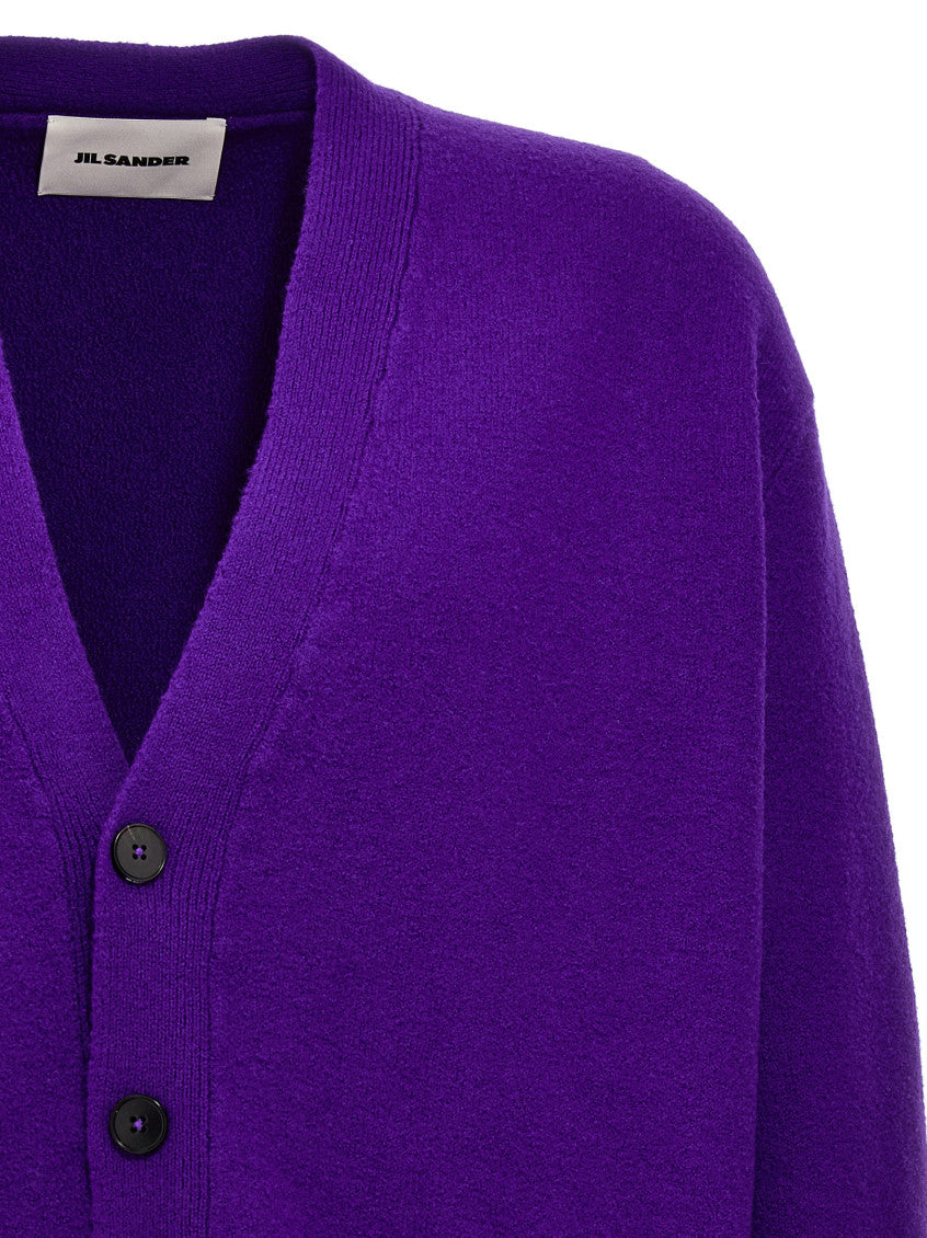 Purple Solid V-Neck Cardigan 3