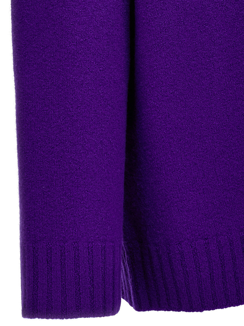 Purple Solid V-Neck Cardigan 4