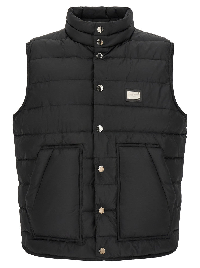 Black Quilted Logo Jacket 1