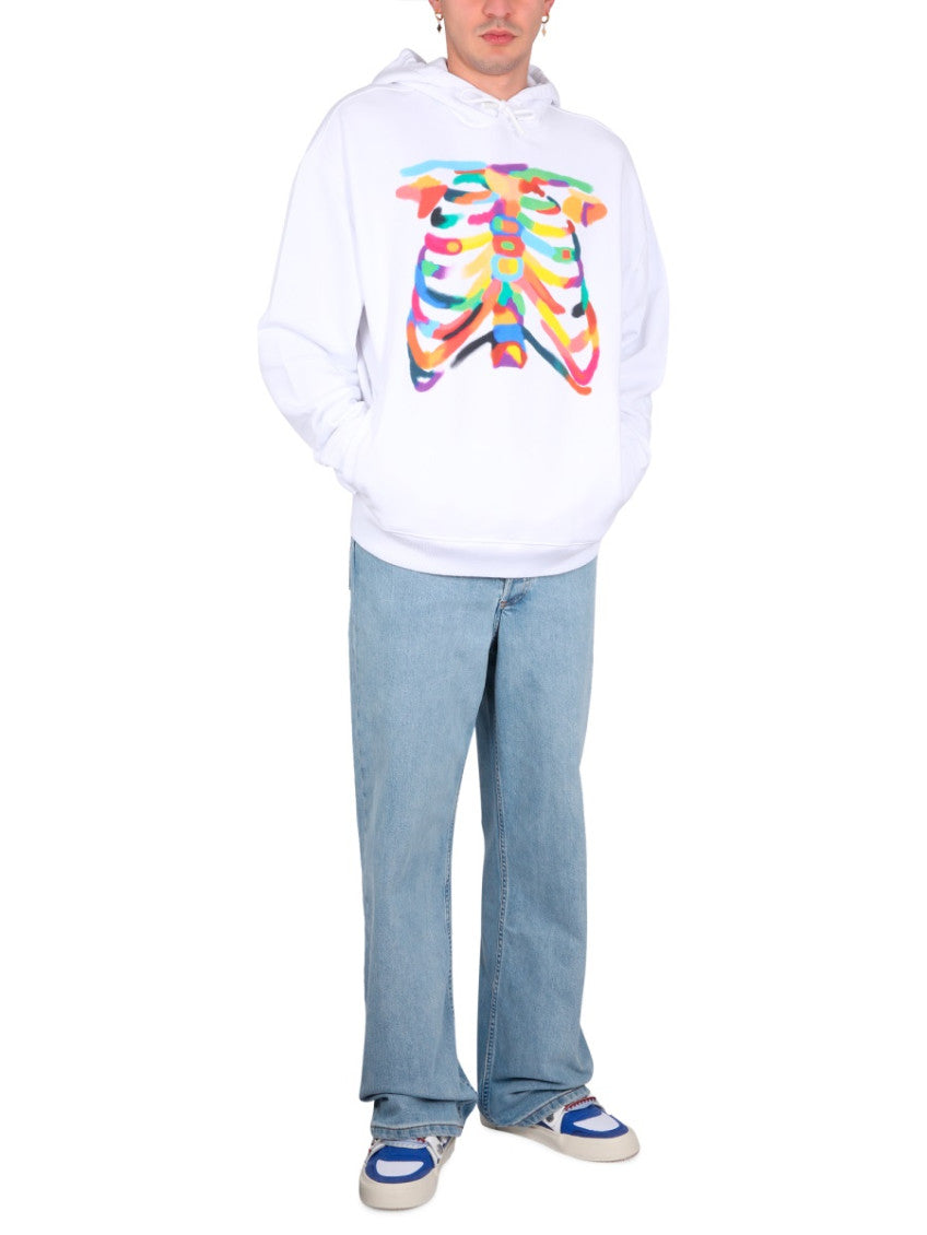White Relaxed Graphic Hoodie 2