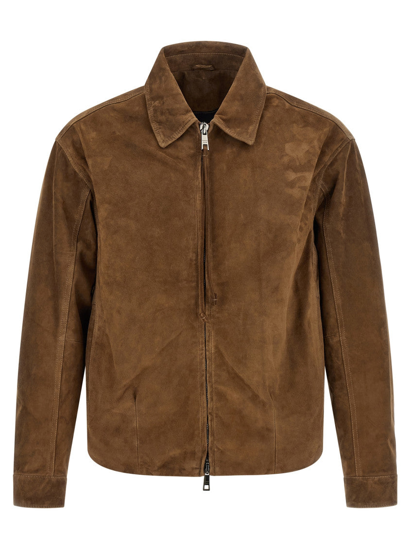 Brown Solid Shirt Collar Jacket 1