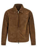 Brown Solid Shirt Collar Jacket 1